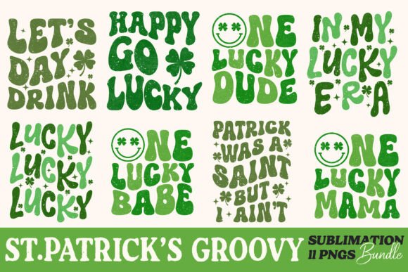 Download St. Patrick’s Day PNG Groovy Text Bundle - Text Collection